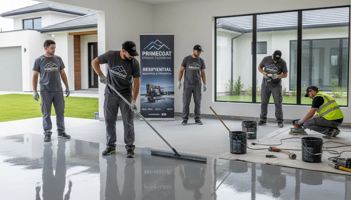 Epoxy garage floor coating in Kenosha, WI by professional house painters for durable, moisture‑resistant finish