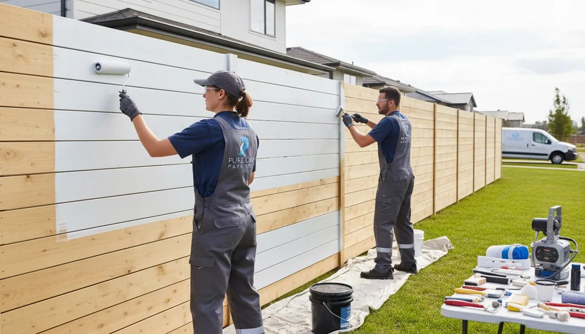 Professional fence painting in Kenosha, WI by expert painters protecting wood from lake effect weather