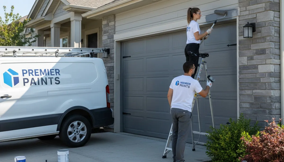 Professional garage door painting in Kenosha, WI by expert house painters for lasting curb appeal