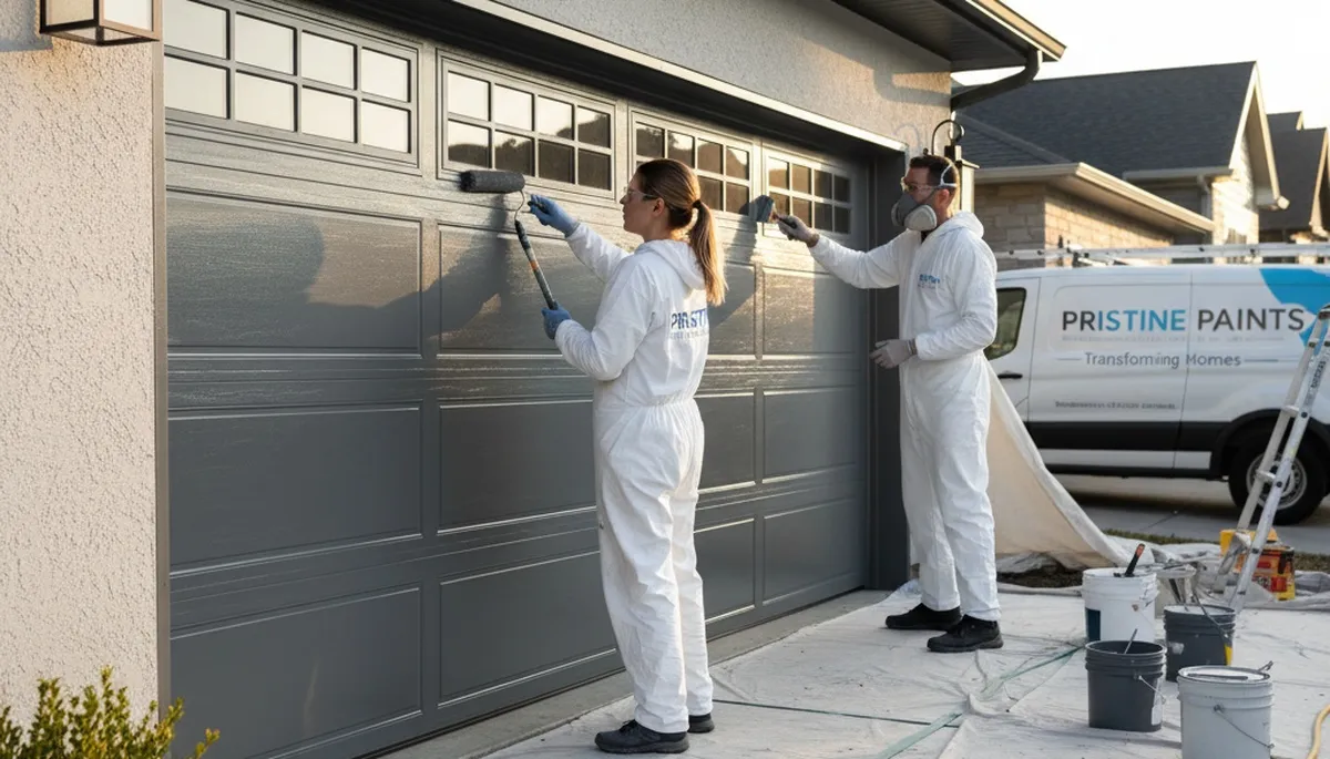 Professional garage door painting and refinishing in Kenosha, WI by expert house painters